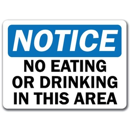 Signmission Safety Sign, 14 in Height, Plastic, 10 in Length, No Eating 1 NS-No Eating 1